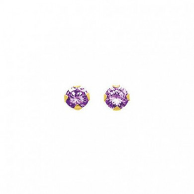 Boucles d'oreilles or 18 carats pierre naturelle violette