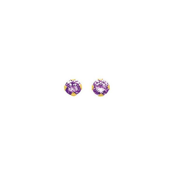 Boucles d'oreilles or 18 carats pierre naturelle violette