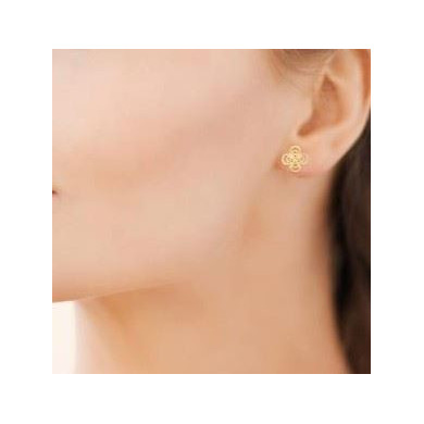 Boucles d’oreilles plaqué or 18 carats, puces forme trèfle Influences
