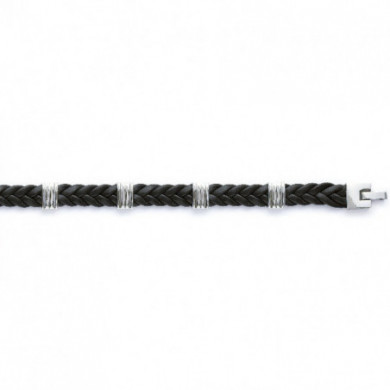 Bracelet acier inoxydable et cuir noir Influences