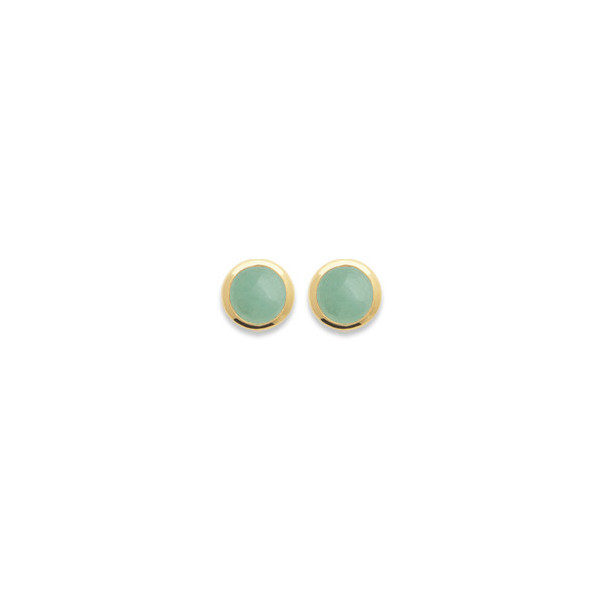 Boucles d'oreilles d'oreilles plaqué or 18 carats en pierre naturelle véritable verte Influences