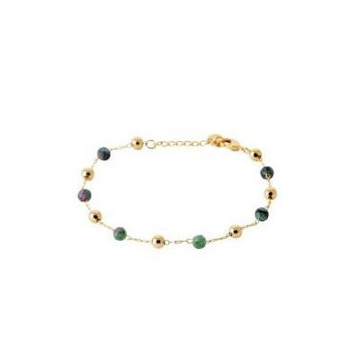 Bracelet plaqué or 18 carats rubis de zoisite vert Influences