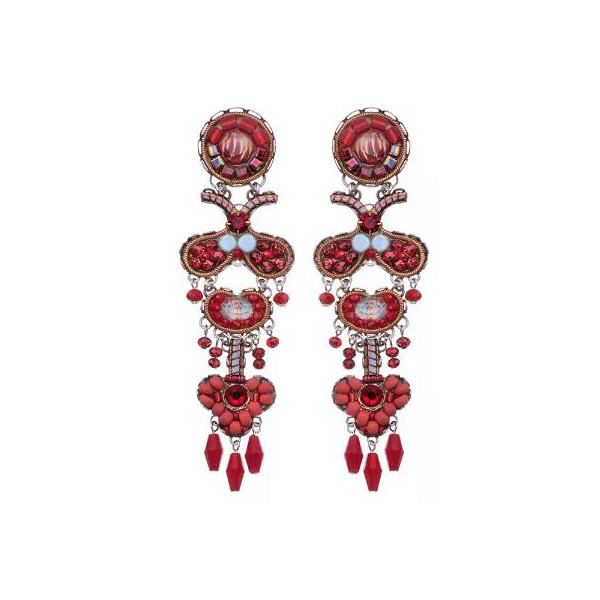 Boucles d’oreilles argent perles rouges AYALABAR Lotus