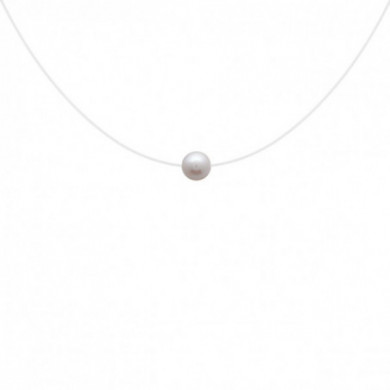 Collier or 18 carats perle de culture sur fil nylon