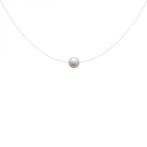 Collier or 18 carats perle de culture sur fil nylon