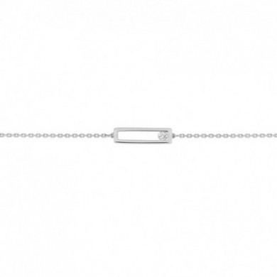 Bracelet or 18 carats rectangle ajouré d'un diamant véritable