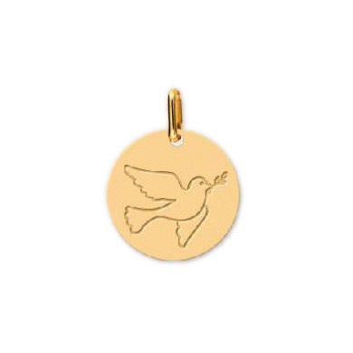 Pendentif or 18 carats médaille Colombe