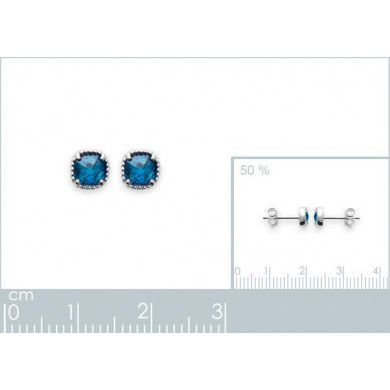 Boucles d’oreilles Argent 925, puces forme carré pierre bleue Influences