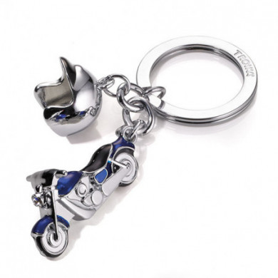 Porte-clés original moto et casque bleu TROIKA pour homme