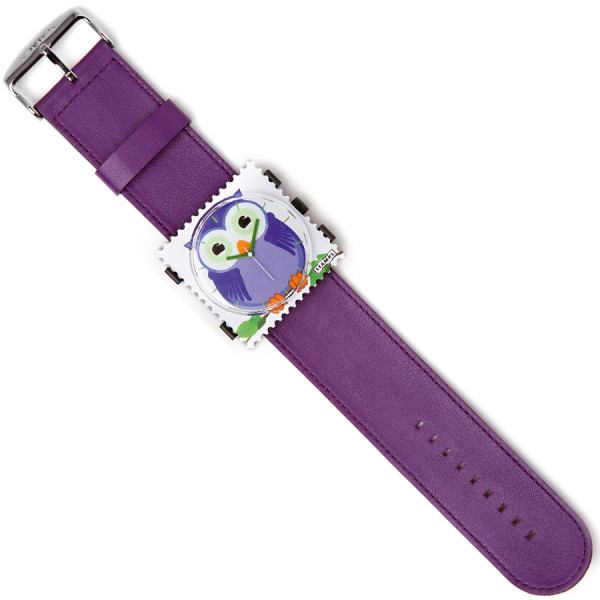 Bracelet montre S.T.A.M.P.S. cuir violet