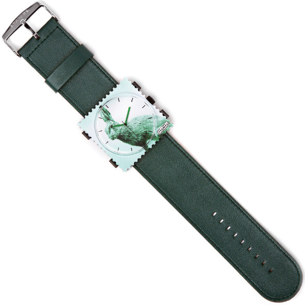 Bracelet montre S.T.A.M.P.S. cuir vert foncé