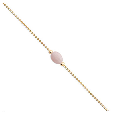 Bracelet plaqué or 18 carats quartz rose ovale Influences