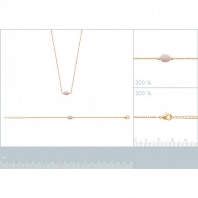 Bracelet plaqué or 18 carats quartz rose ovale Influences