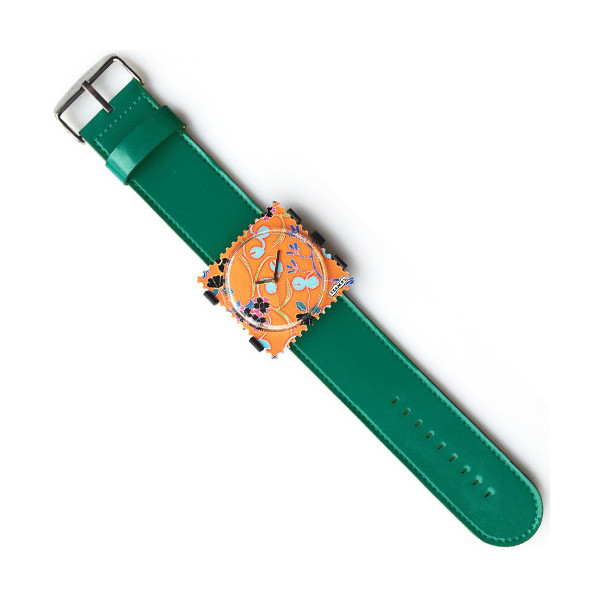 Bracelet montre S.T.A.M.P.S. cuir vernis vert