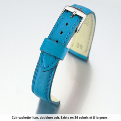 Bracelet montre cuir véritable bleu électrique