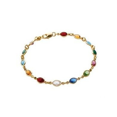 Bracelet plaqué or 18 carats pierres cristal multicolores Influences