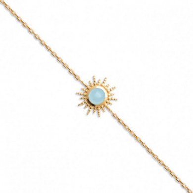 Bracelet plaqué or 18 carats soleil et agate bleue Influences