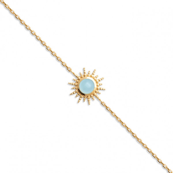 Bracelet plaqué or 18 carats soleil et agate bleue Influences