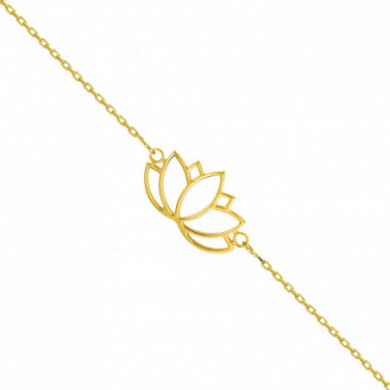 Bracelet or 18 carats femme Fleur de Lotus ajourée
