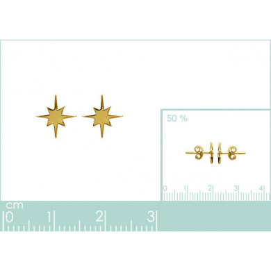 Boucles d’oreilles plaqué or 18 carats, puces étoile du nord Influences
