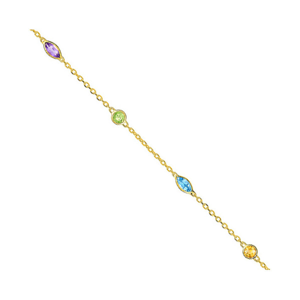 Bracelet femme or 18 carats pierres fines multicolores