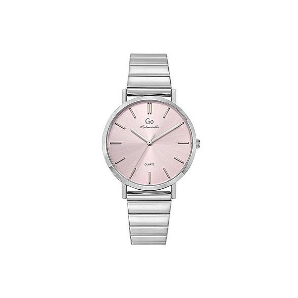 Montre femme acier ronde bracelet acier argenté GO