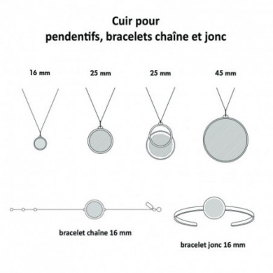 Cuir GEORGETTES Pendentif, Bracelet jonc ou Bracelet chaîne Jasmin et Rose Métal