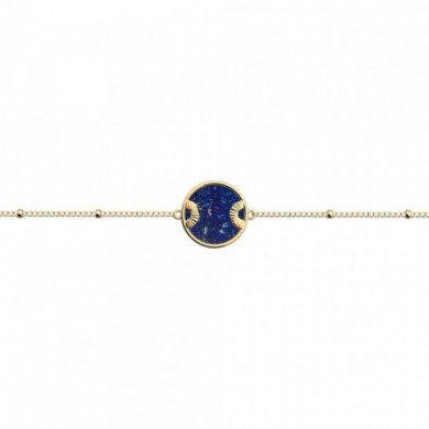 Bracelet or GEORGETTES souple Nomade pierre bleue naturelle