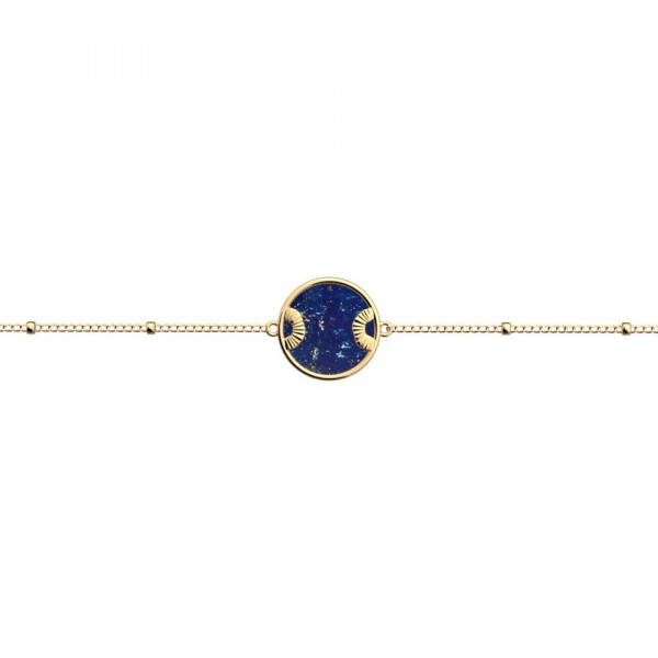 Bracelet or GEORGETTES souple Nomade pierre bleue naturelle