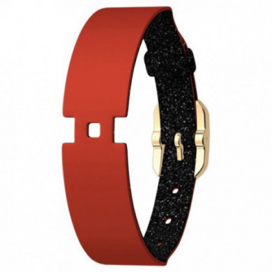 Bracelet montre femme GEORGETTES cuir Rouge et Noir pailleté