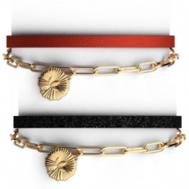 Bracelet or multi rangs LES CADETTES Lotus avec pendentif