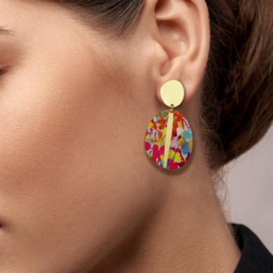 Boucles d’oreilles or femme multicolore Botanico RAS® Bijoux