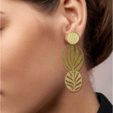 Boucles d'oreilles or femme feuilles Tropique RAS® Bijoux