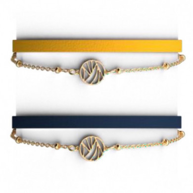 Bracelet or GEORGETTES multi rangs Les Cadettes Perroquet avec pendentif