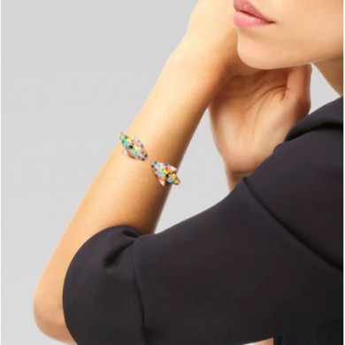 Bracelet argent femme jonc oxydes de zirconium fauve multicolore Una Storia