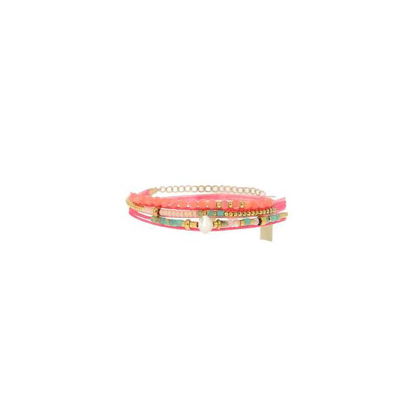 Bracelet en acier inoxydable cordon rose et pierres colorées ZAG