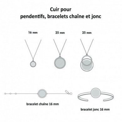 Cuir GEORGETTES Pendentif, Bracelet jonc ou Bracelet chaîne Rose Grainé & Paillettes radieuses
