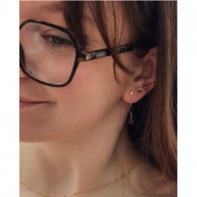 Boucles d'oreilles or femme pendantes gouttes bicolore 18 carats