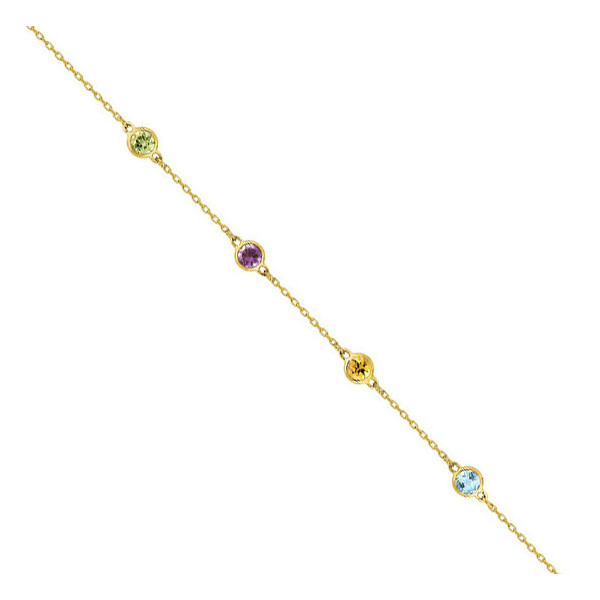 Bracelet femme or 18 carats pierres fines multicolores