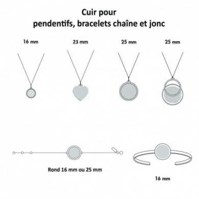 Cuir GEORGETTES pour Pendentif, Bracelet jonc ou Bracelet chaîne Noir Pailleté et Rouge