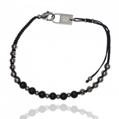 Bracelet acier macramé perles noires ZAG Senna