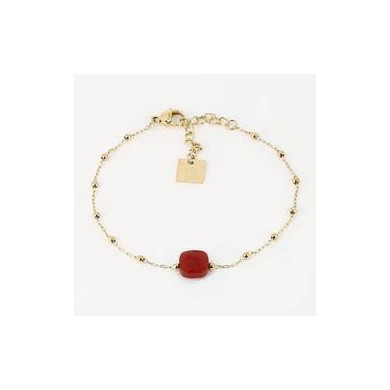 Bracelet acier doré pierre agate rose ZAG
