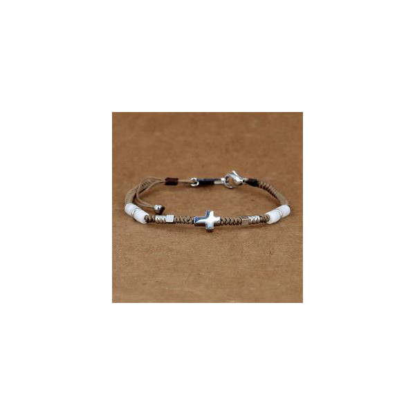 Bracelet Homme Perles en Acier "Bracelet Croix SLIM" - ZAG Bijoux