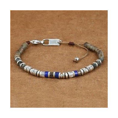 Bracelet en acier inoxydable pierres bleues et grises ZAG