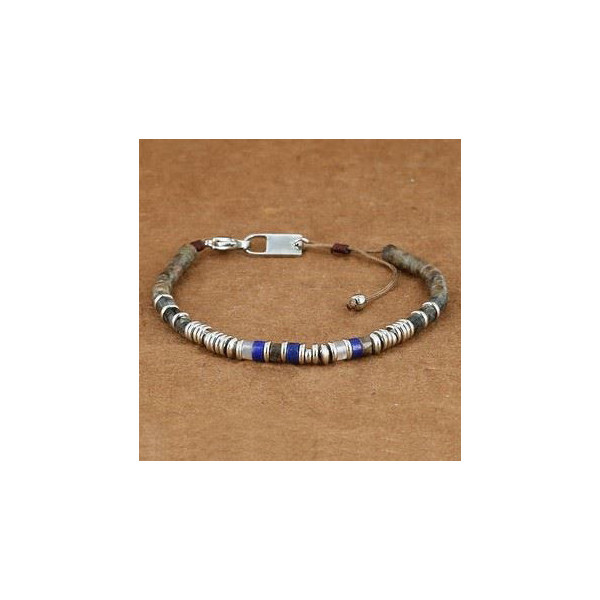 Bracelet en acier inoxydable pierres bleues et grises ZAG