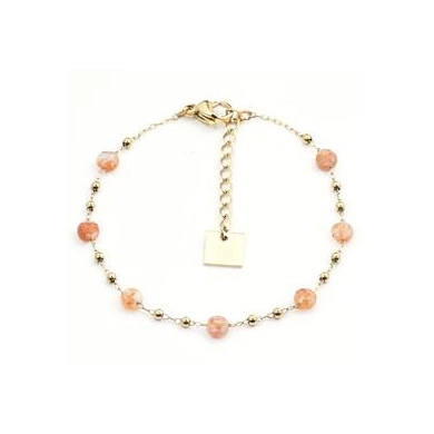 Bracelet femme Or en Acier Inoxydable mini perle pierre de soleil "Zoé" - ZAG Bijoux