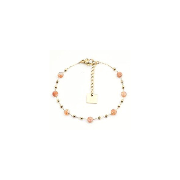 Bracelet femme Or en Acier Inoxydable mini perle pierre de soleil "Zoé" - ZAG Bijoux