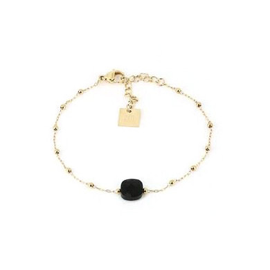 Bracelet femme Or en Acier Inoxydable mini perle onyx noir "Pablo" - ZAG Bijoux