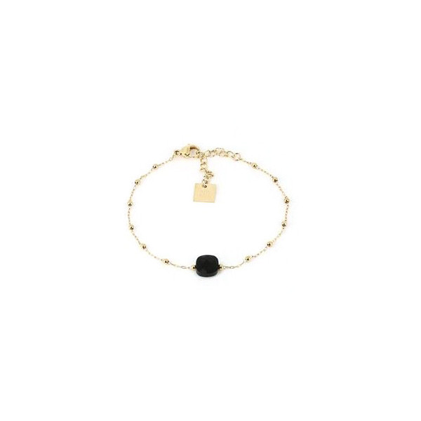 Bracelet femme Or en Acier Inoxydable mini perle onyx noir "Pablo" - ZAG Bijoux