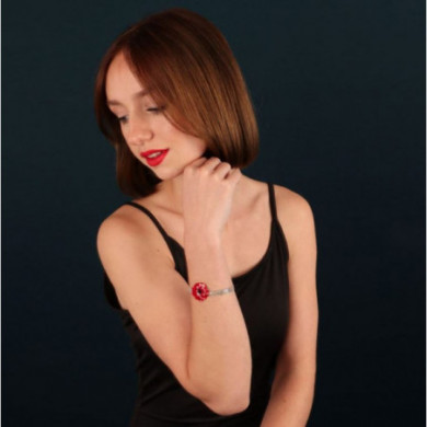 Bracelet femme argent Coquelicot rouge Jolie Coquelicot TARATATA Bijoux